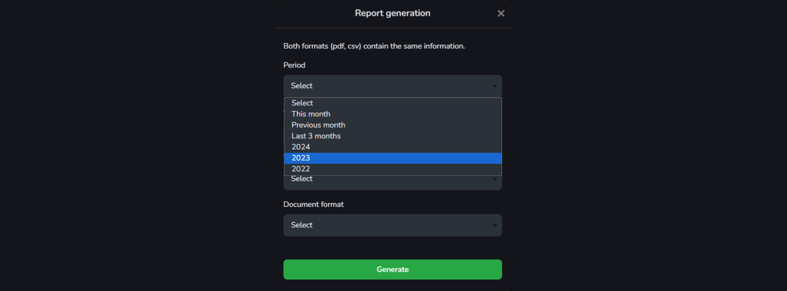 Generate any crypto report on Tradesilvania for any period of time, from today to the last 3 years.