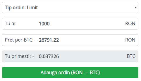 Tradesilvania limit order