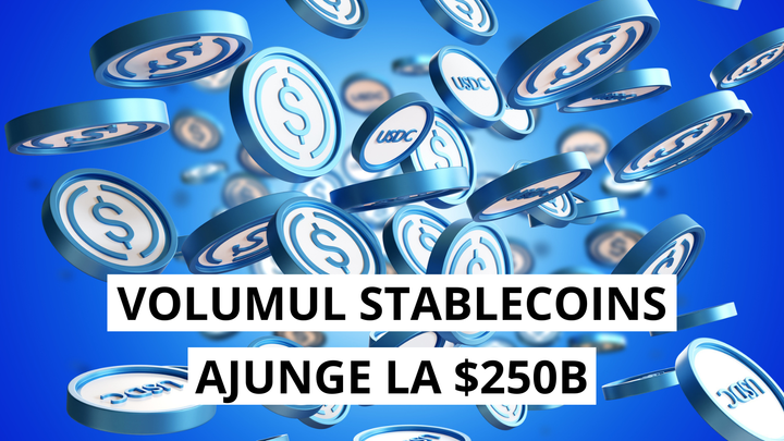 Stablecoins ating un nou record 250 miliarde USD in circulatie