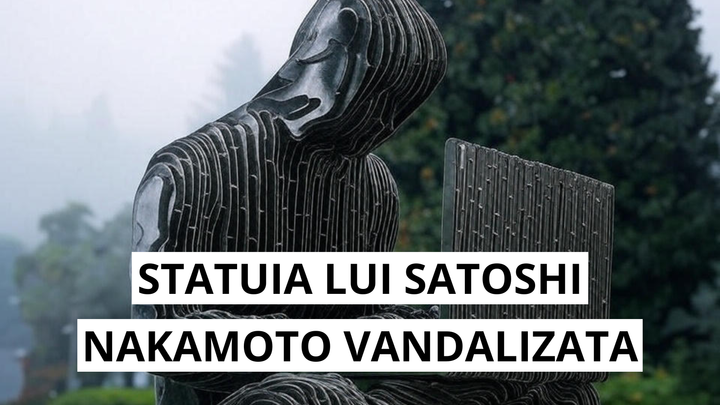 Statuia lui Satoshi Nakamoto, gasita vandalizata in Lacul Lugano